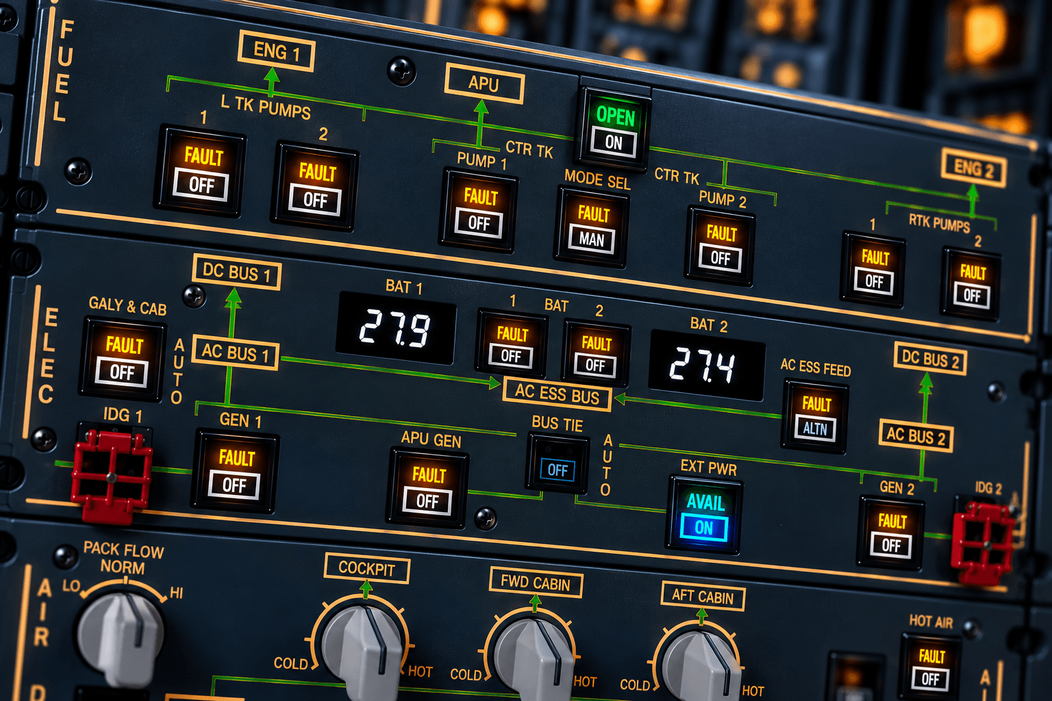 A320 RGBW Korry style switch