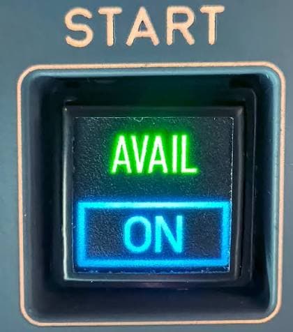 Illuminated engine start selector switch, green and blue backlight